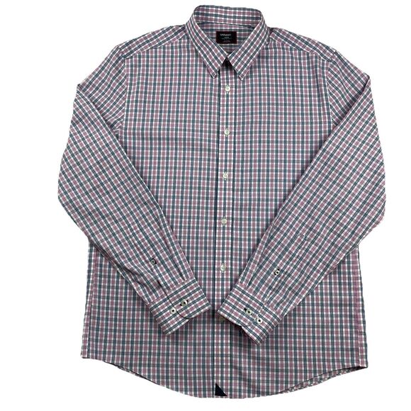 UNTUCKit  Mens Long Sleeve Button Up Plaid Check Shirt Blue Pink-L - Picture 2 of 11